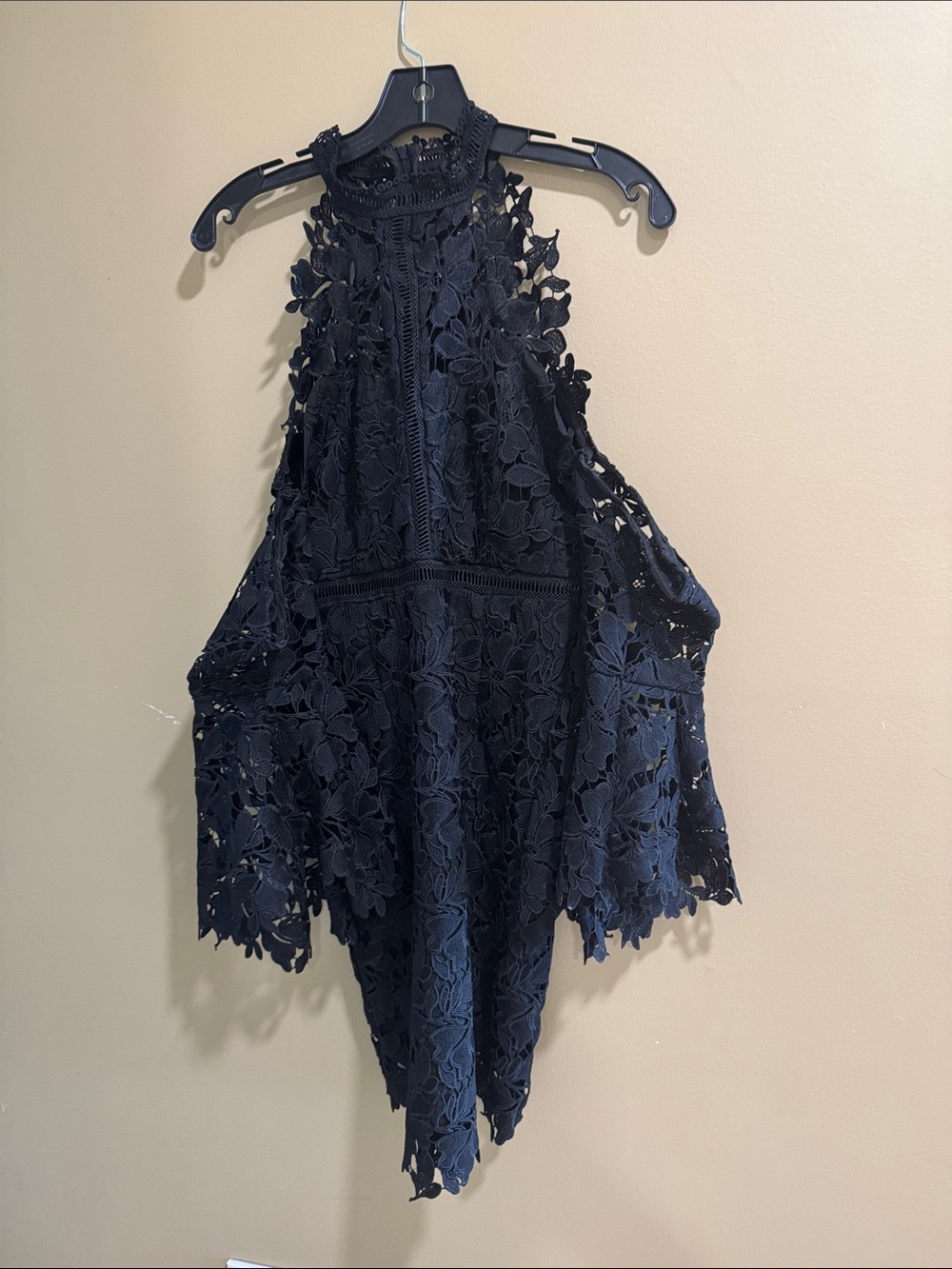 Bardot Black Floral Lace Halter dress